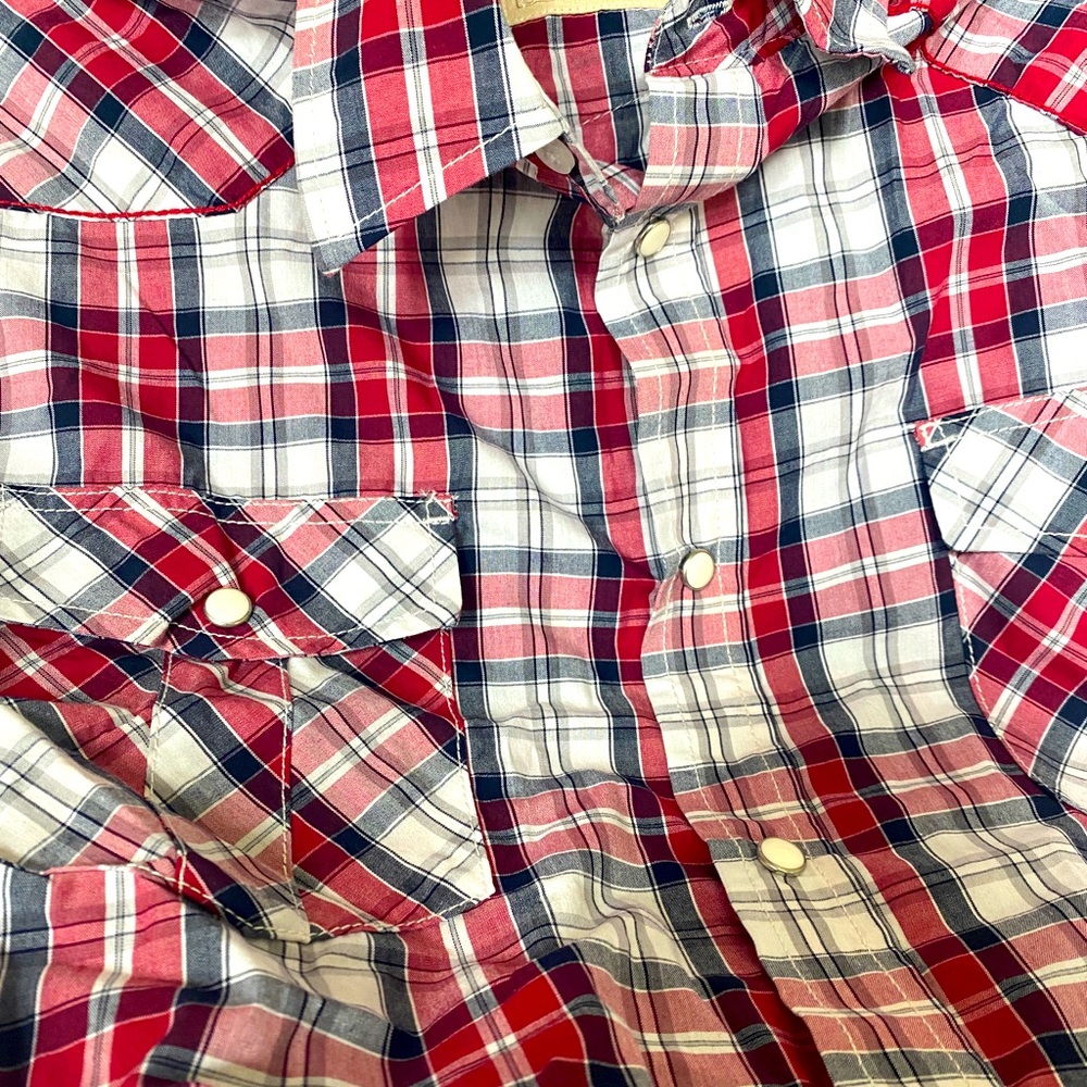 XL short-sleeve western shirt with pearl snaps